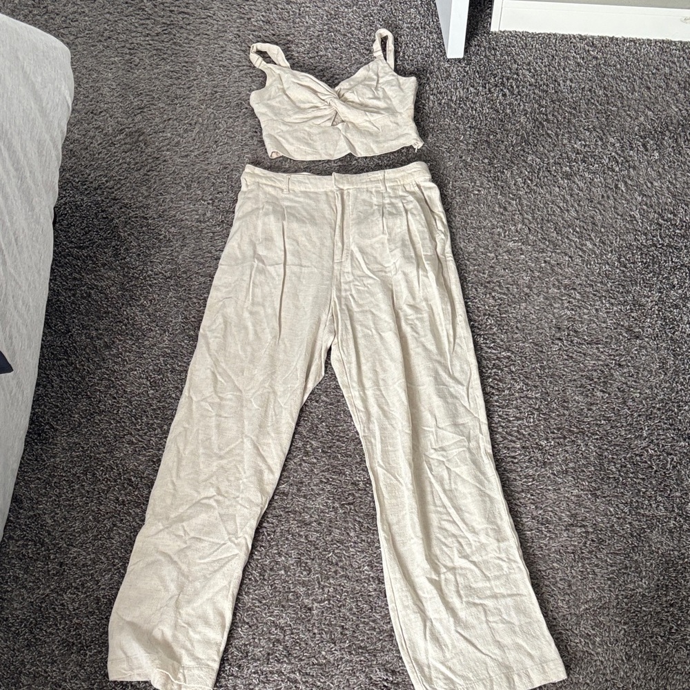 Gentle Fawn Cream Wide Leg Pants & Top Set
